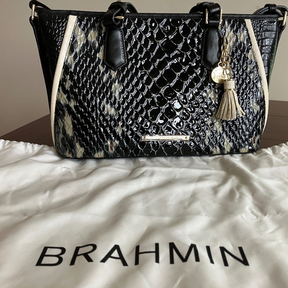 Brahmin Medium Asher Handbag - Black Carlisle python print (new without tags) - Picture 1 of 1